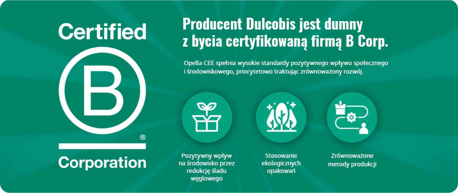 Certyfikat B Corp dla firmy Opella - producenta Dulcobis Certyfikat B Corp dla firmy Opella - producenta Dulcobis