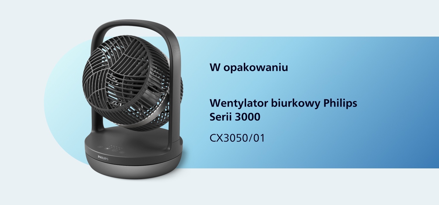 W opakowaniu czarny wiatrak CX3050/01 W opakowaniu czarny wiatrak CX3050/01