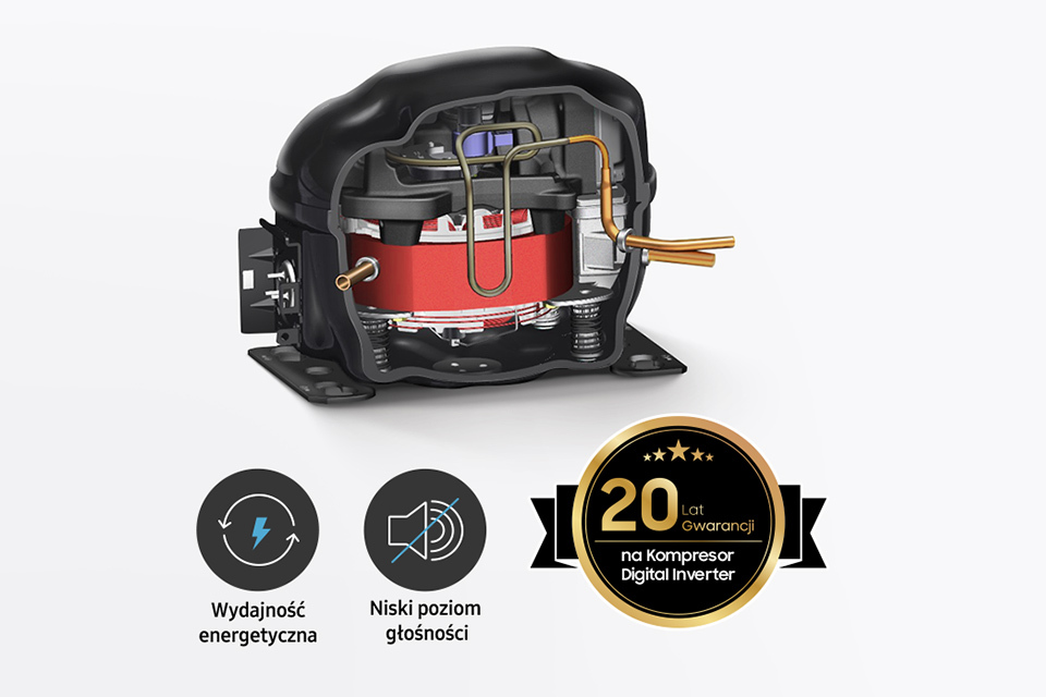 ulepszony kompresor digital inverter z 20-letnią gwarancją ulepszony kompresor digital inverter z 20-letnią gwarancją