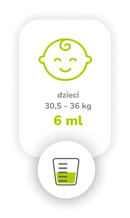 dzieci od 30,5 do 36 kg - 6ml