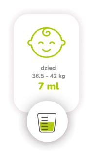 dzieci od 36,5 do 42 kg - 7ml