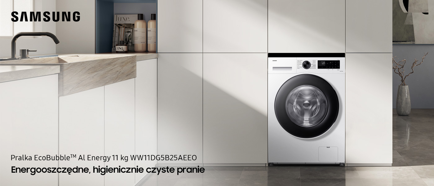 Pralka Samsung WW11DG5B25AEEO EcoBubble w jasnym pomieszczeniu Pralka Samsung WW11DG5B25AEEO EcoBubble w jasnym pomieszczeniu - zdjęcie