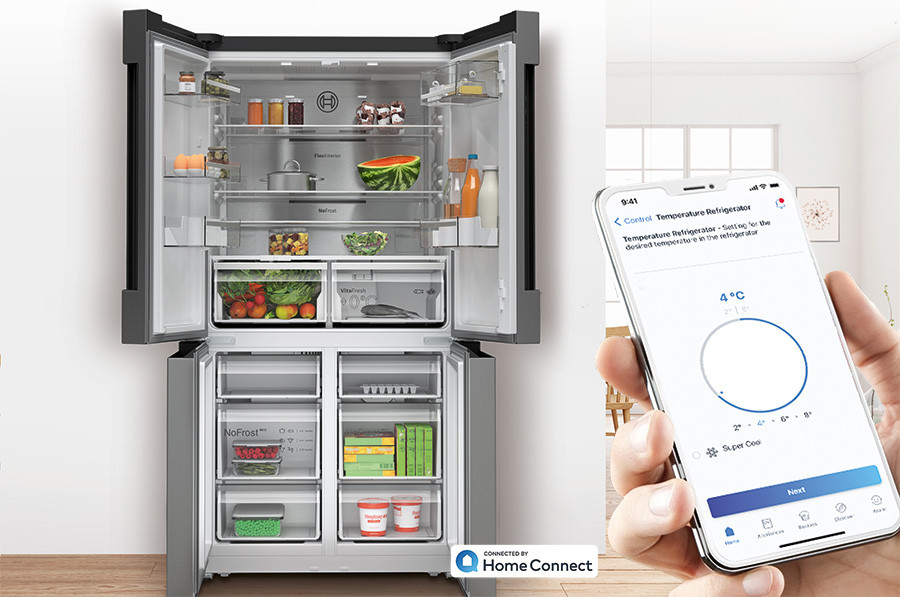 Home Connect: zdalnie monitoruj i kontroluj swoją lodówkę ze smartfona lub tabletu.