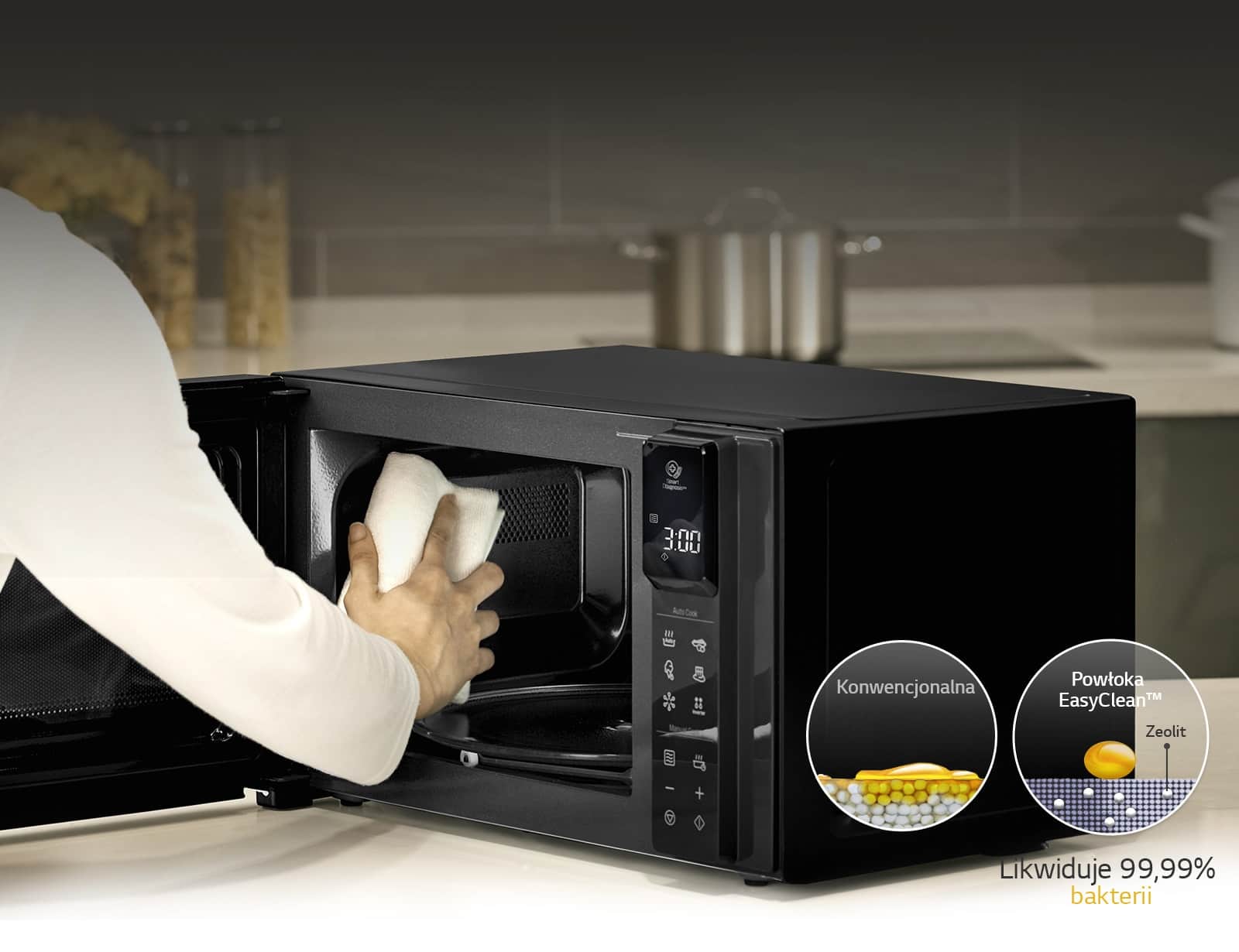 EasyClean™ eliminuje 99,99% bakterii1