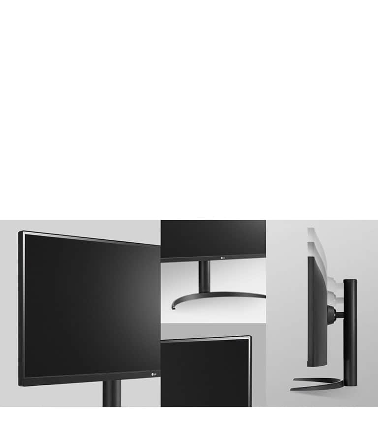 Ergonomiczna konstrukcja bez ramek, z łatwą w montażu podstawą i regulacją kąta nachylenia