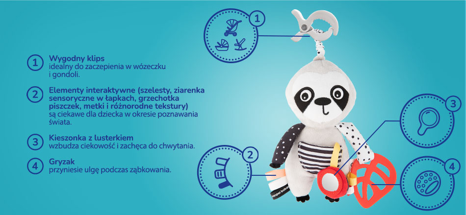 Interaktywna sensoryczna zabawka BabiesBoo LENIWIEC
