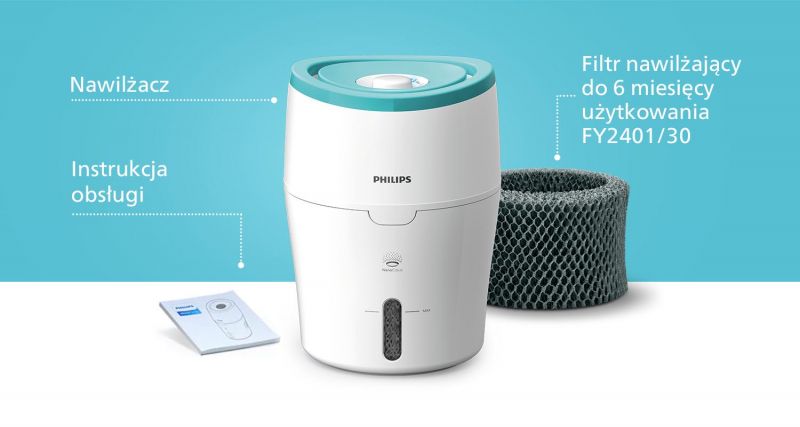 Philips Komfortowy i zdrowy poziom nawilżenia powietrza Philips Komfortowy i zdrowy poziom nawilżenia powietrza