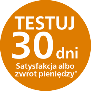 Pomarańczowe koło z następującym tekstem:
