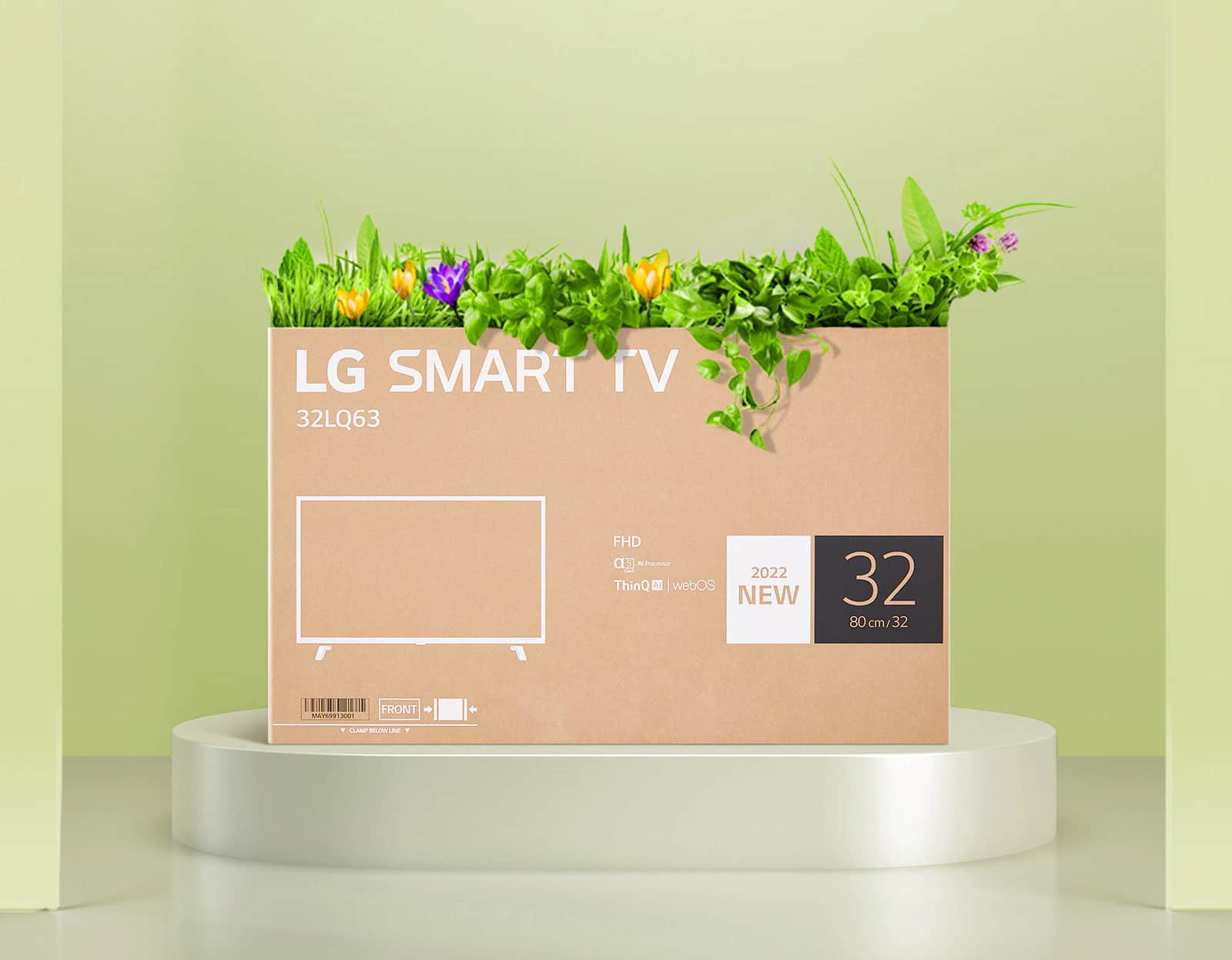 Pudełko na kwiaty wykorzystane do produkcji opakowania monitora LG FHD.