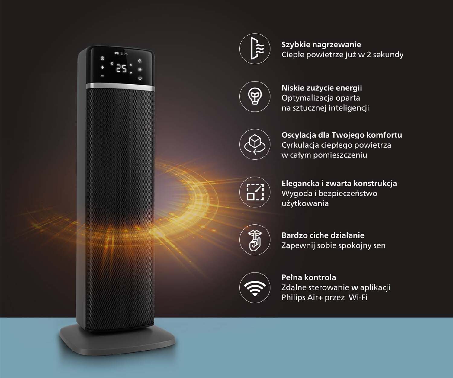 Kompaktowy grzejnik ceramiczny Philips CX5120/11 - podsumowanie cech Kompaktowy grzejnik ceramiczny Philips CX5120/11 - podsumowanie cech