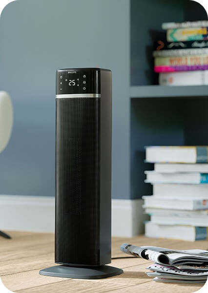 Niewielkie rozmiary umożliwiają ustawienie grzejnika Philips w dowolnym miejscu Niewielkie rozmiary umożliwiają ustawienie grzejnika Philips w dowolnym miejscu