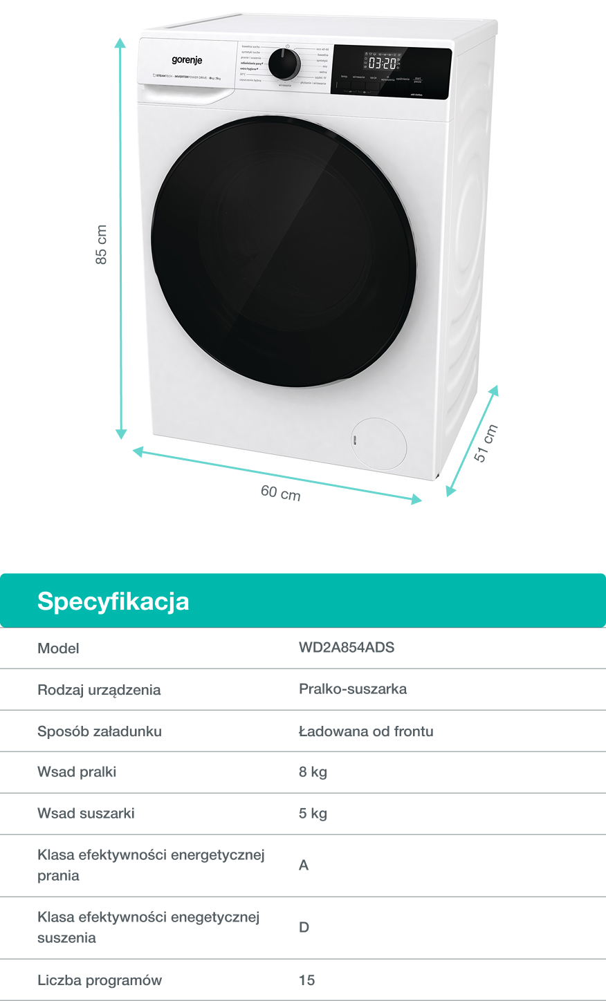 Image: GORENJE LAUNDRY WD2A854ADS-PL GORENJE LAUNDRY WD2A854ADS-PL