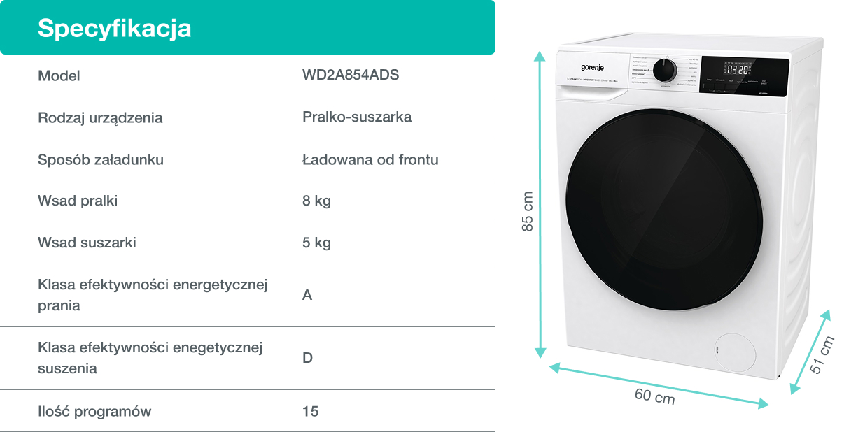Image: GORENJE LAUNDRY WD2A854ADS-PL GORENJE LAUNDRY WD2A854ADS-PL