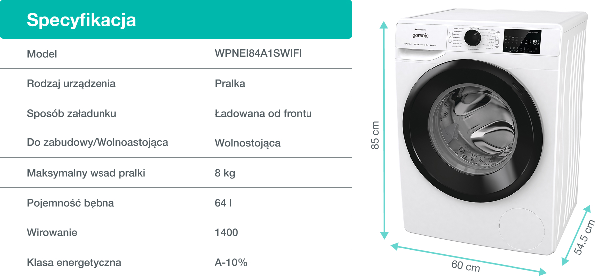 Image: GORENJE LAUNDRY WPNEI84A1SWIFI-PL GORENJE LAUNDRY WPNEI84A1SWIFI-PL
