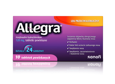 Allegra OTC opakowanie 10 tabletek Allegra OTC opakowanie 10 tabletek