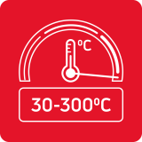 Szeroki zakres temperatur: 30°C - 300°C Szeroki zakres temperatur: 30°C - 300°C