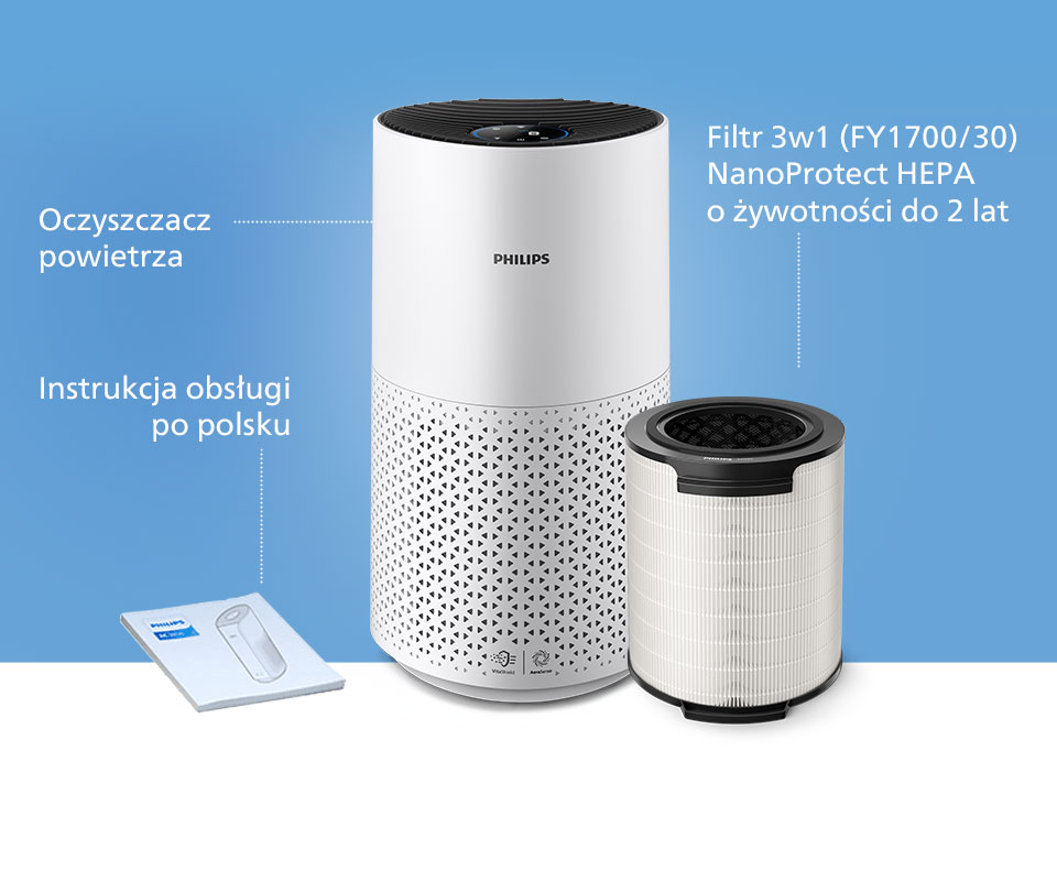 Philips Filtr NanoProtect HEPAwyłapuje cząsteczki 100x mniejsze niż tradycyjny filtr HEPA Philips Filtr NanoProtect HEPAwyłapuje cząsteczki 100x mniejsze niż tradycyjny filtr HEPA