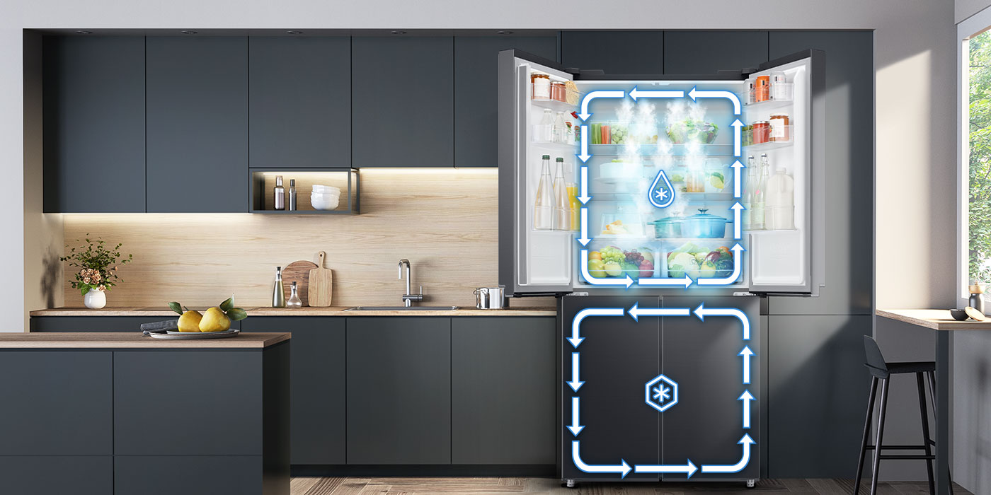 Lodówka multidoor Samsung RF48A400EB4 z dwoma obiegami chłodzenia Lodówka multidoor Samsung RF48A400EB4 z dwoma obiegami chłodzenia