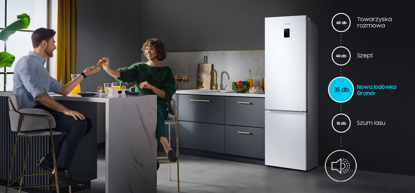 Lodówka Samsung RB38C672CWW generuje tylko 35 dB Lodówka Samsung RB38C672CWW generuje tylko 35 dB