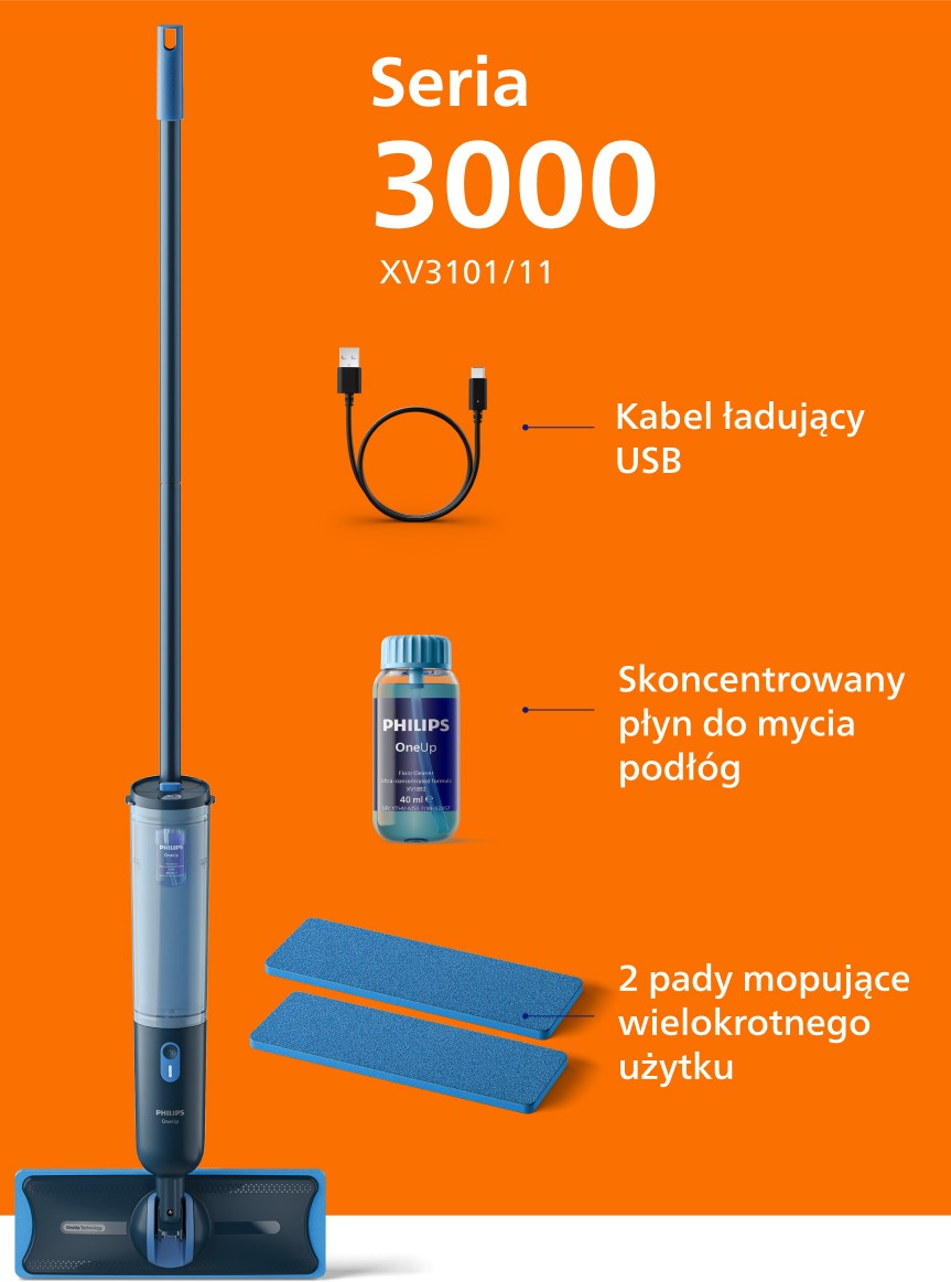 Mop elektryczny Philips OneUp seria 3000 model XV3101/11 Mop elektryczny Philips OneUp seria 3000 model XV3101/11