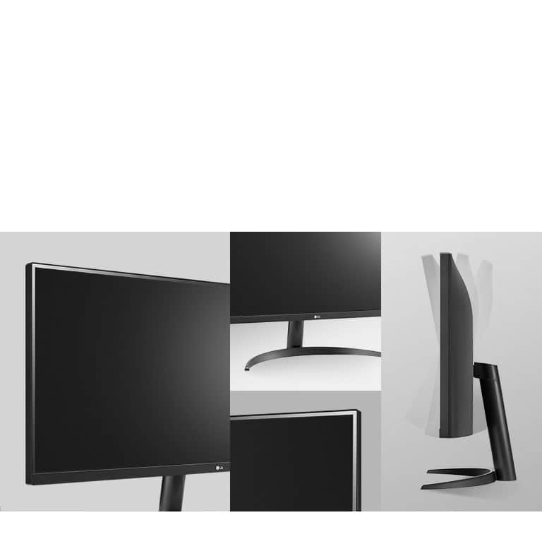Ergonomiczna konstrukcja bez ramek, z łatwą w montażu podstawą i regulacją kąta nachylenia