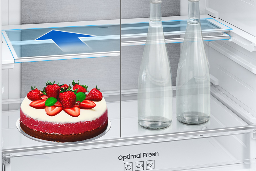 Samsung lodówka z zamrażalnikiem RB53DG706AB1 - składana półka Samsung lodówka Combi MAX z zamrażalnikiem RB53DG706AB1 - składana półka
