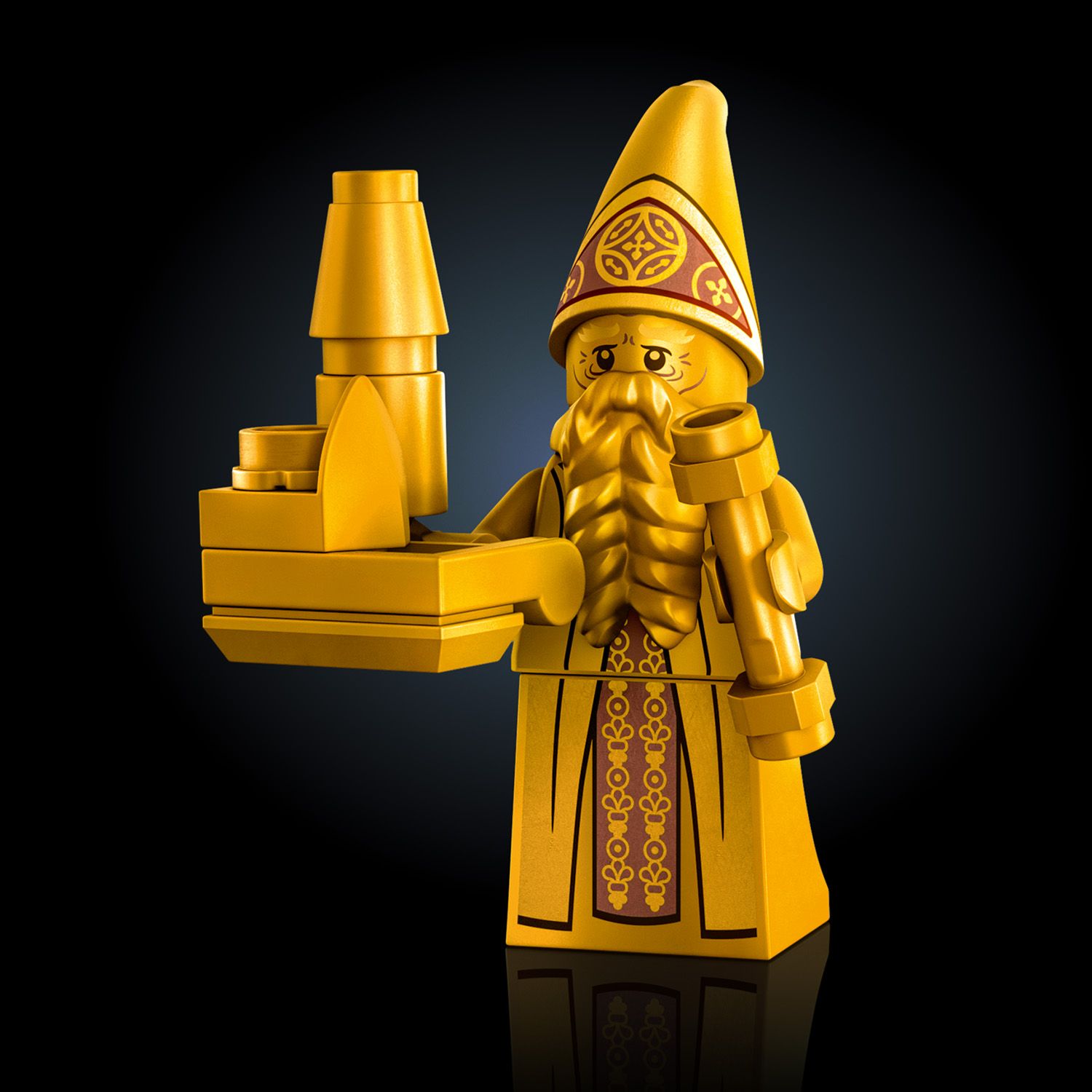 Z minifigurką posągu