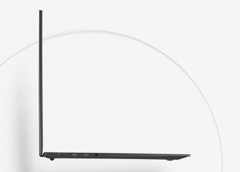 Smukła i lekka konstrukcja laptopa LG gram ułatwia jego przenoszenie i produktywną pracę.