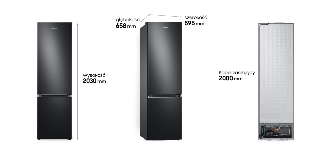 Lodówka RB38C607AB1 - wymiary - zdjęcie Lodówka Samsung RB38C607AB1 - wymiary - zdjęcie