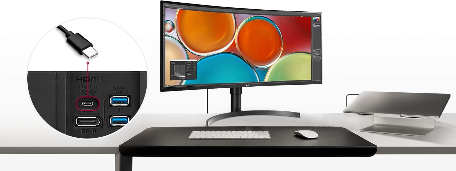 Obsługa USB Type-C™ zapewnia zgodność z komputerami Mac przy pomocy połączenia jednym kablem