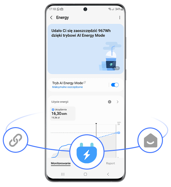 SmartThings Energy pralki marki Samsung SmartThings Energy pralki EcoBubble AI Energy WW80CGC04DTE marki Samsung