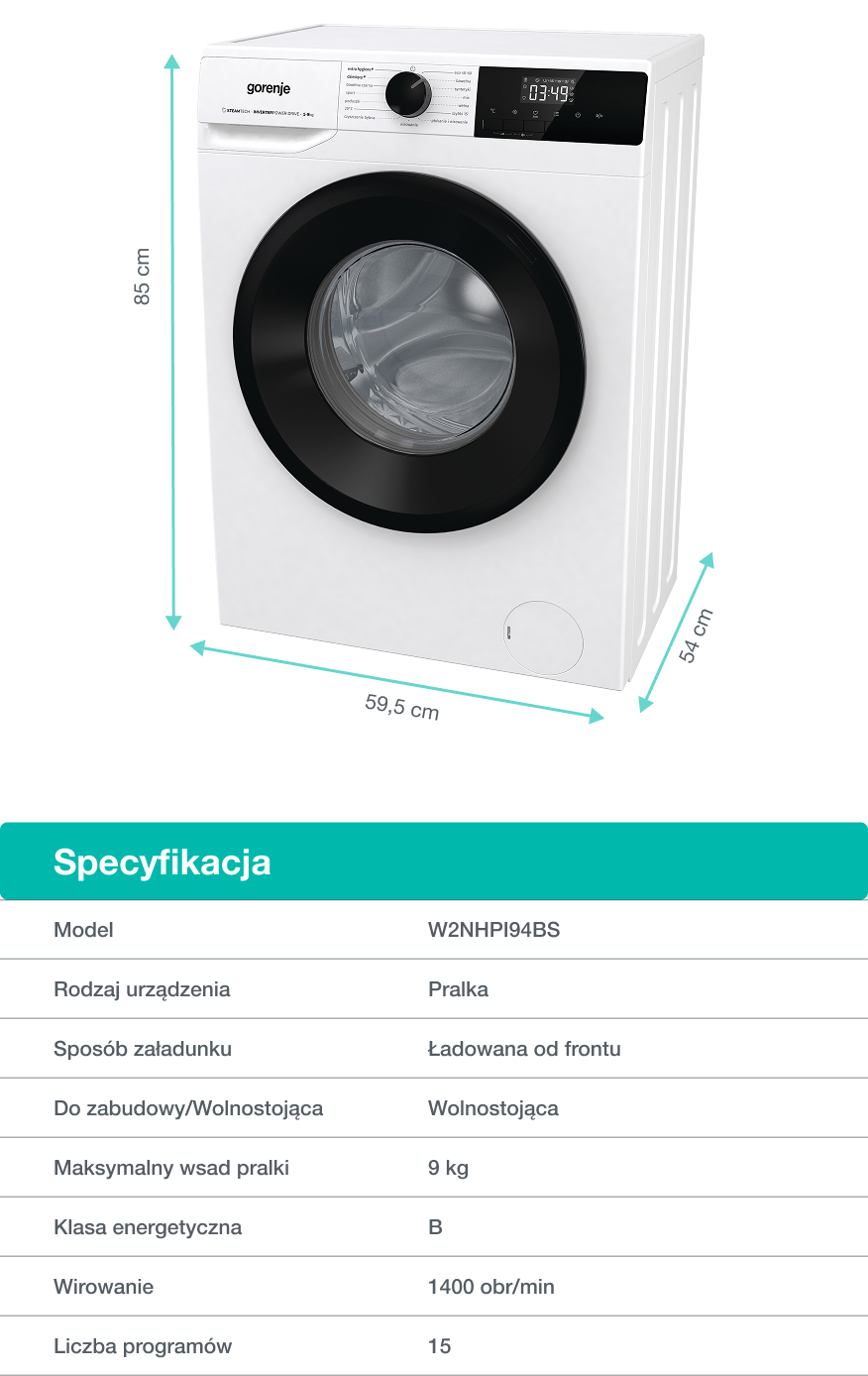 Image: GORENJE LAUNDRY W2NHPI94BS-PL GORENJE LAUNDRY W2NHPI94BS-PL