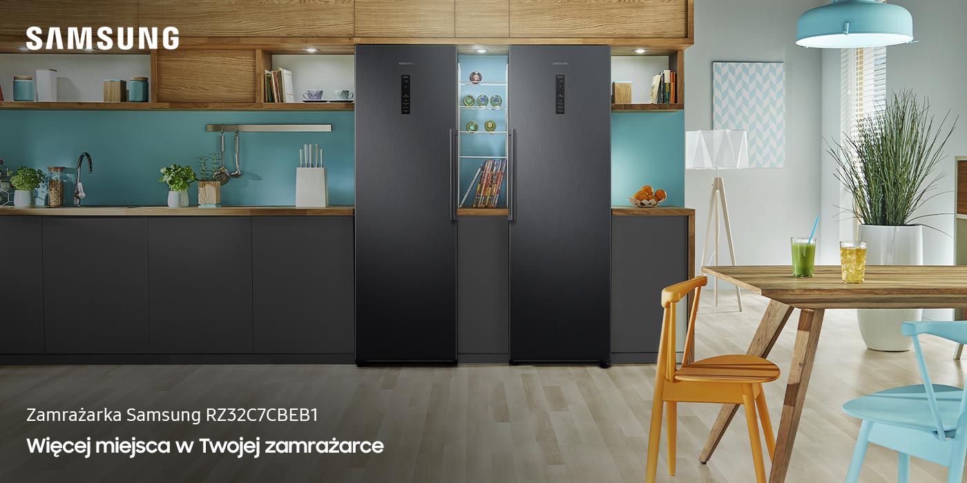 Jednodrzwiowa zamrażarka RZ32C7CBEB1 wraz z jednodrzwiową chłodziarką TWIN w nowoczesnej aranżacji Jednodrzwiowa zamrażarka RZ32C7CBEB1 wraz z jednodrzwiową chłodziarką TWIN w nowoczesnej aranżacji