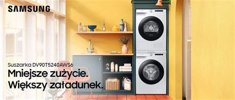 Suszarka Samsung z pompą ciepła DV90T5240AWS6 - zdjęcie w pralni Suszarka Samsung z pompą ciepła DV90T5240AWS6 - zdjęcie w żółtej pralni