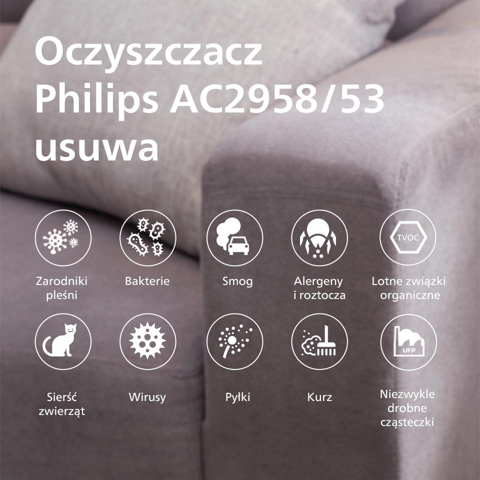 Philips Filtr NanoProtect HEPAusuwa cząsteczki 100x mniejsze niż standardowy filtr HEPA Philips Filtr NanoProtect HEPAusuwa cząsteczki 100x mniejsze niż standardowy filtr HEPA