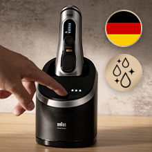 Wydajność każdego dnia, na lata. Golarka Series 9 PRO+ jest wyprodukowana w 100% w Niemczech i posiada stację czyszczącą SmartCare Center 6 w 1, by była niczym nowa każdego dnia, za dotknięciem przycisku.