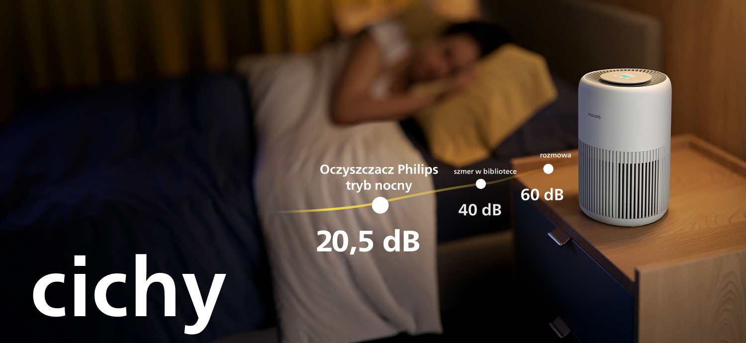 w trybie nocnym pracuje z głośnością zaledwie 20,5 dB w trybie nocnym pracuje z głośnością zaledwie 20,5 dB