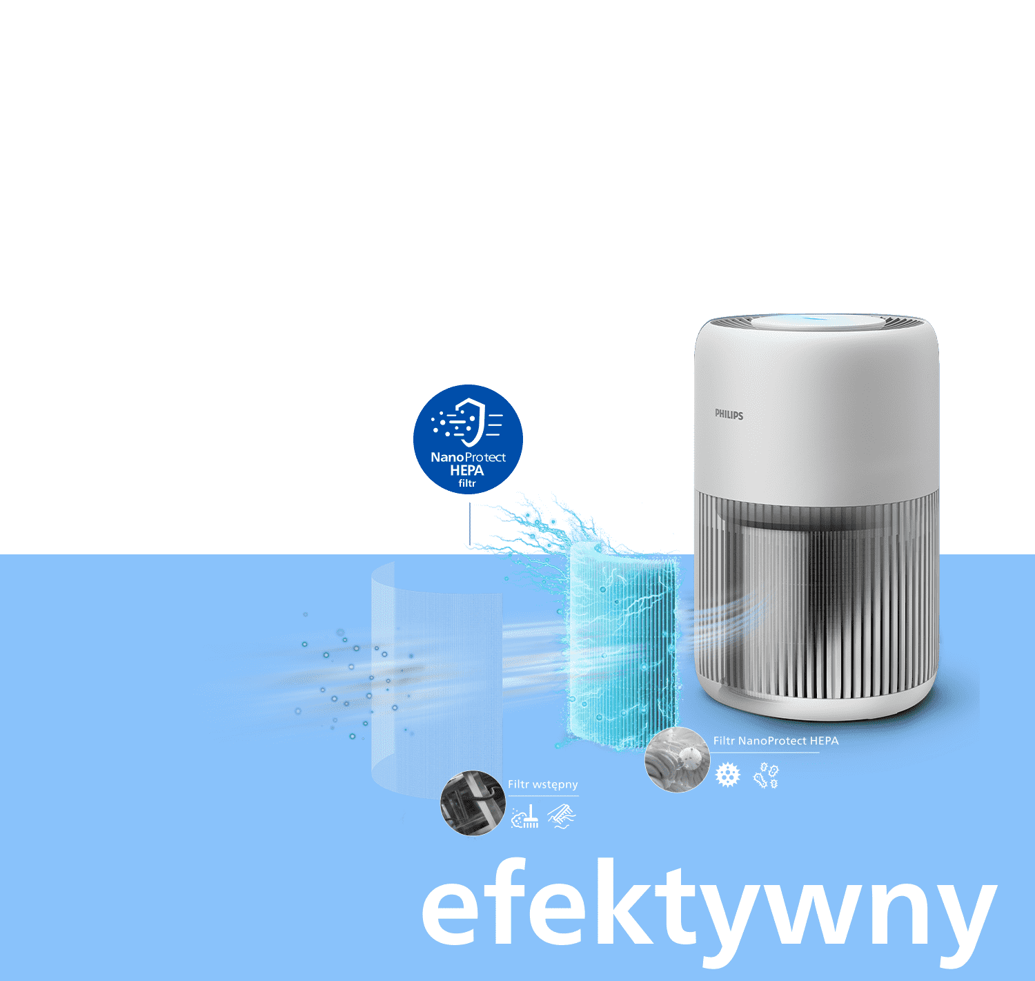 2-stopniowa filtracja, składająca się z filtra wstępnego oraz filtra NanoProtect HEPA 2-stopniowa filtracja, składająca się z filtra wstępnego oraz filtra NanoProtect HEPA