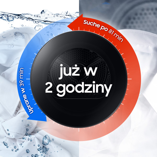 Samsung suszarka DV90BB9445GHS6 - zdjęcie - suche ubrania w 81 minut Samsung suszarka Bespoke DV90BB9445GHS6 - zdjęcie - suche ubrania w 81 minut