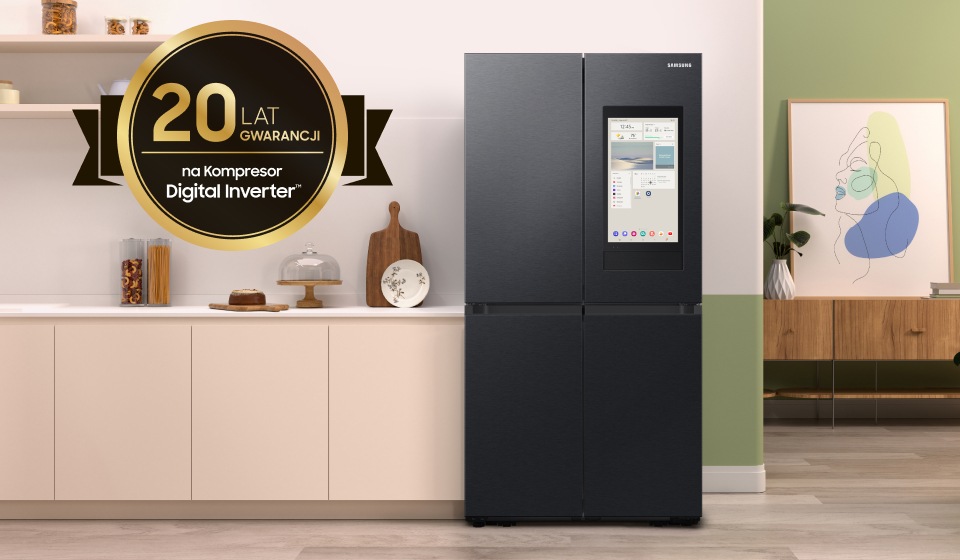 Lodówka Samsung AI Family Hub™ RF65DG9H0EB1EO posiada wydajny, cicho pracujący i bezawaryjny kompresor, który otrzymał aż 20-letnią gwarancję Lodówka Samsung AI Family Hub™ RF65DG9H0EB1EO posiada wydajny, cicho pracujący i bezawaryjny kompresor, który otrzymał aż 20-letnią gwarancję