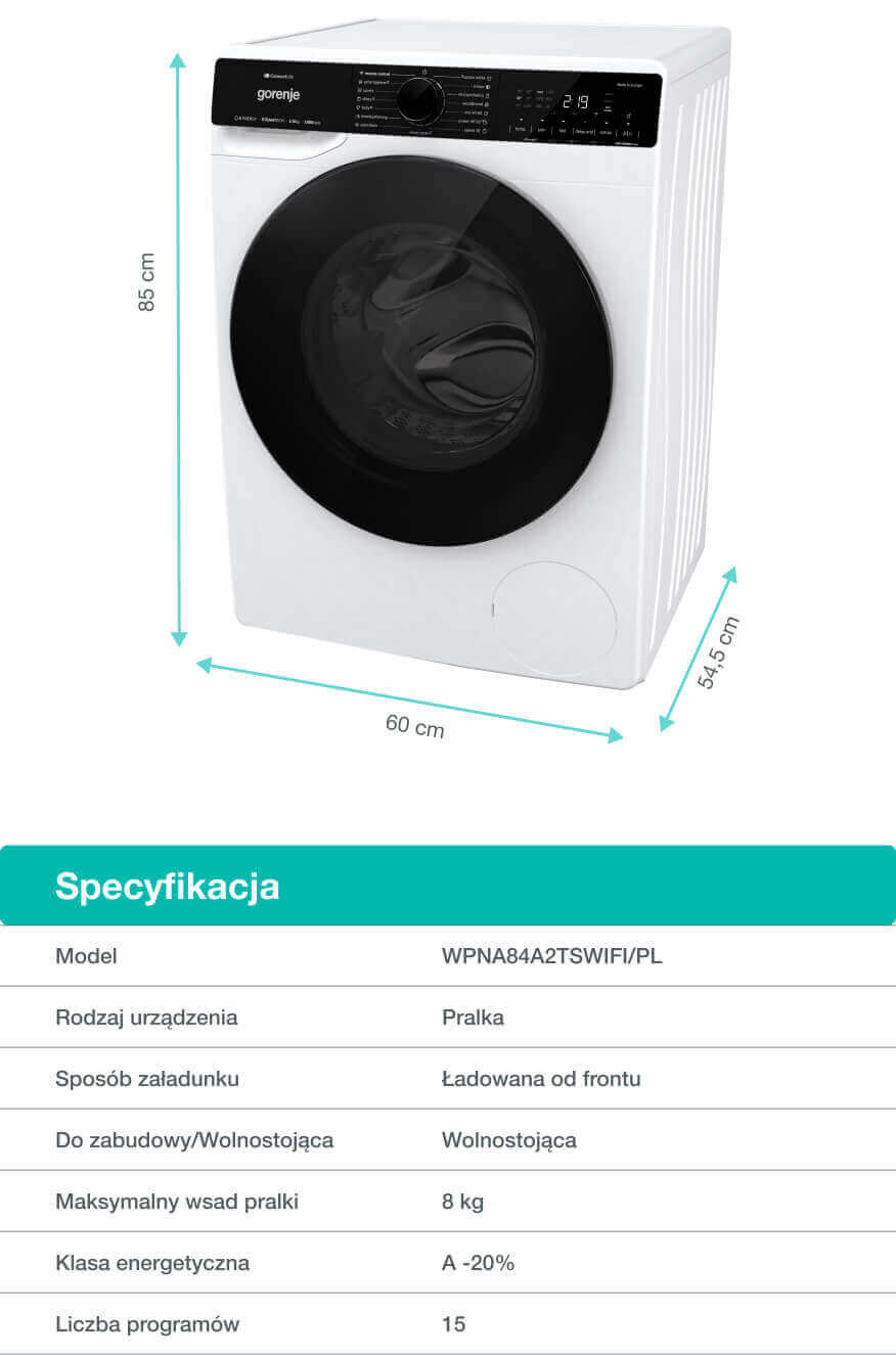 Image: Gorenje washing machine WPNA84A2TSWIFI-PL Gorenje washing machine WPNA84A2TSWIFI-PL