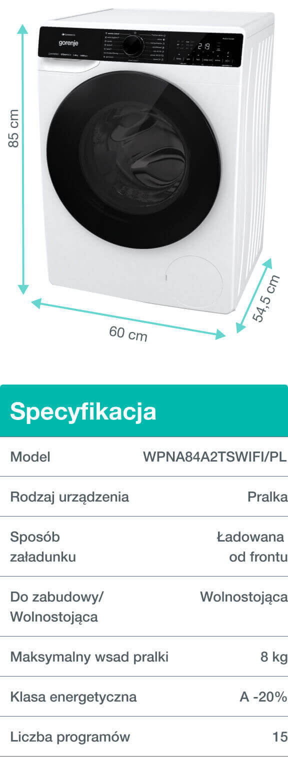 Image: Gorenje washing machine WPNA84A2TSWIFI-PL Gorenje washing machine WPNA84A2TSWIFI-PL