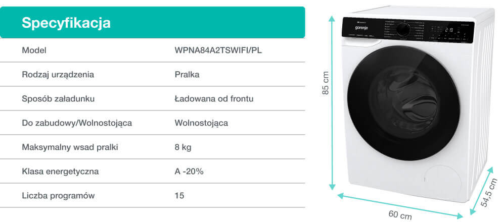 Image: Gorenje washing machine WPNA84A2TSWIFI-PL Gorenje washing machine WPNA84A2TSWIFI-PL