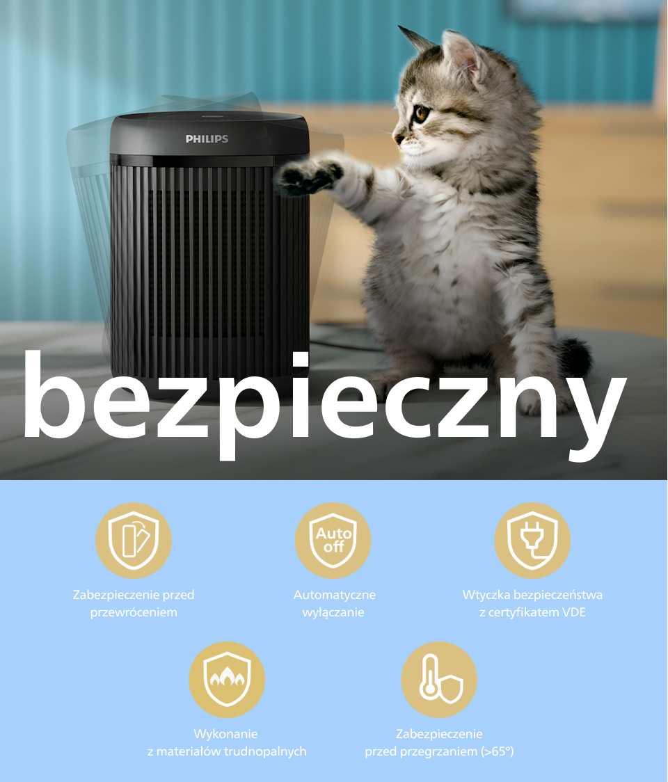 Bezpieczne użytkowanie grzejnika dzięki 5 funkcjom Bezpieczne użytkowanie grzejnika dzięki 5 funkcjom