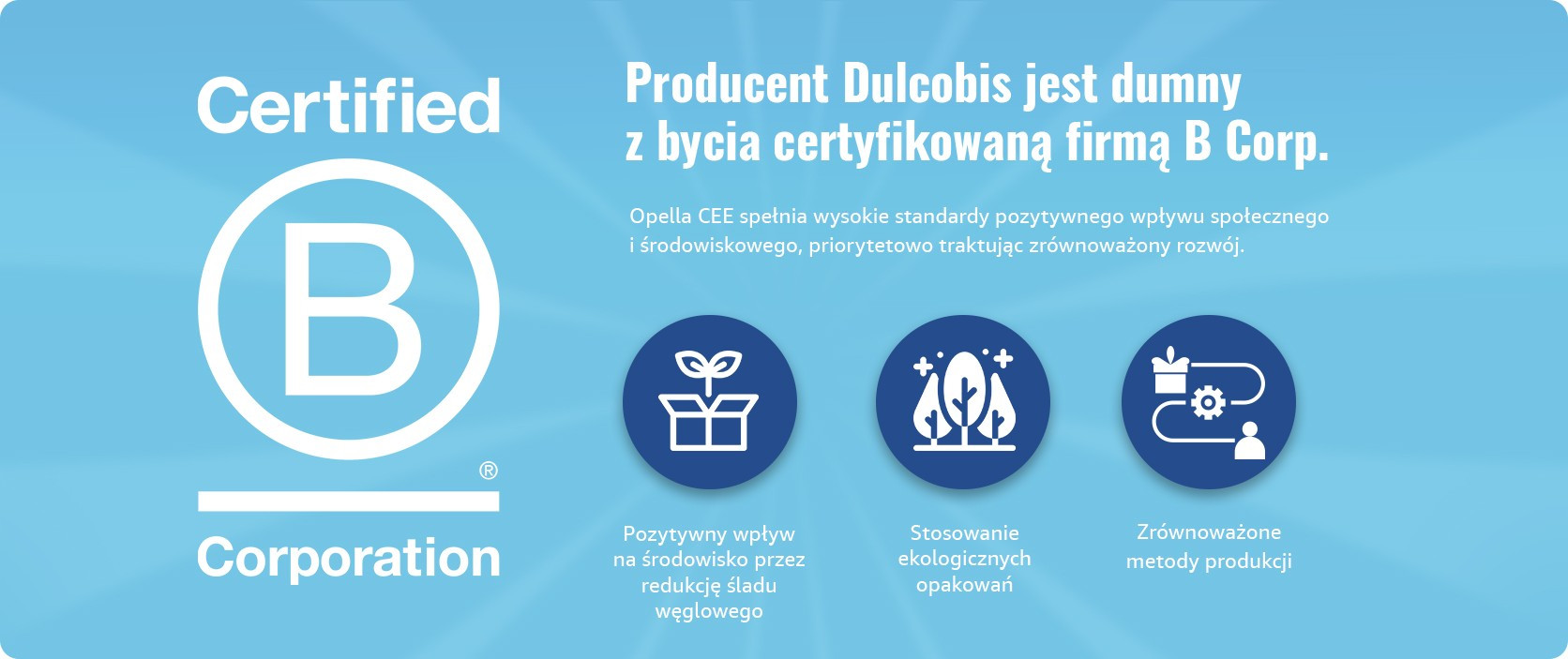 Certyfikat B Corp dla firmy Opella - producenta Dulcobis Certyfikat B Corp dla firmy Opella - producenta Dulcobis