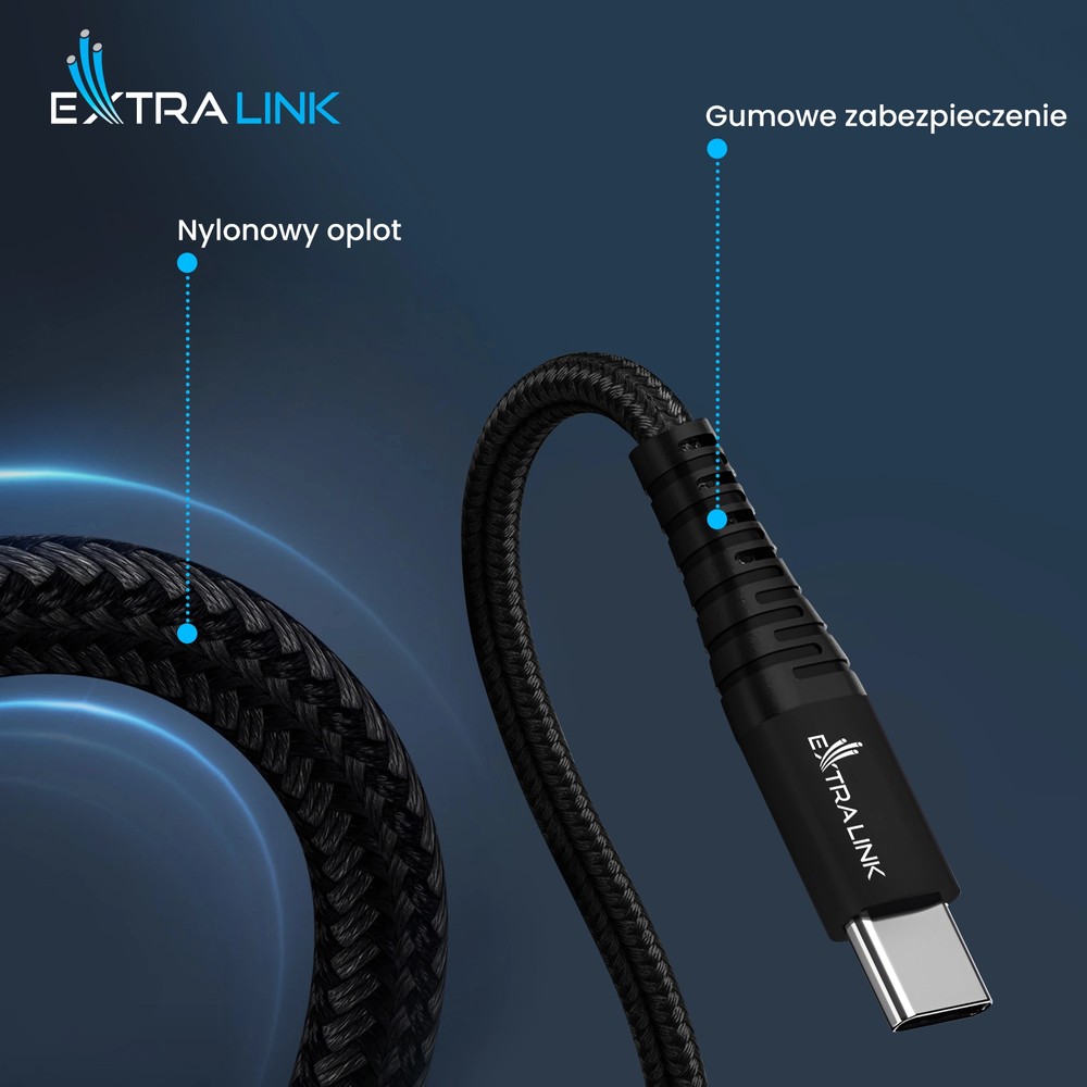 Extralink Smart Life USB Type-C to Lightning Cable Braided Czarny
