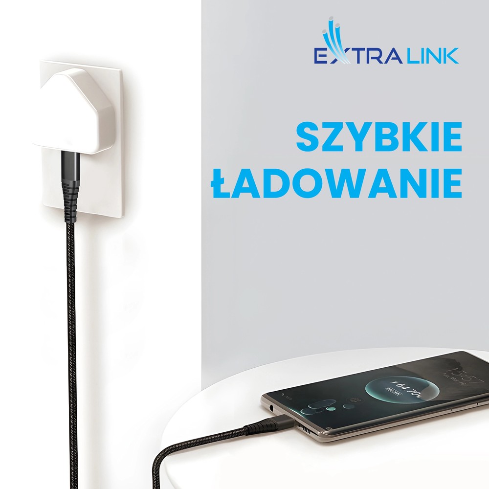 Extralink Smart Life USB Type-C to Lightning Cable Braided Czarny