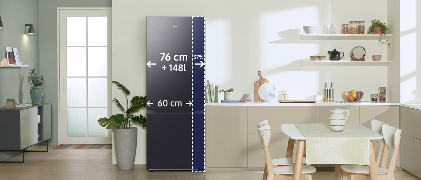 Lodówka RB53DG703DB1 Samsung - zdjęcie - więcej miejsca w środku Lodówka Combi MAX RB53DG703DB1 Samsung - zdjęcie - więcej miejsca w środku