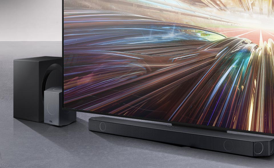 połącz swój telewizor Samsung qn800d z soundbarem Samsung, by usłyszeć dźwięk w jeszcze lepszej jakości połącz swój telewizor Samsung qn800d z soundbarem Samsung, by usłyszeć dźwięk w jeszcze lepszej jakości