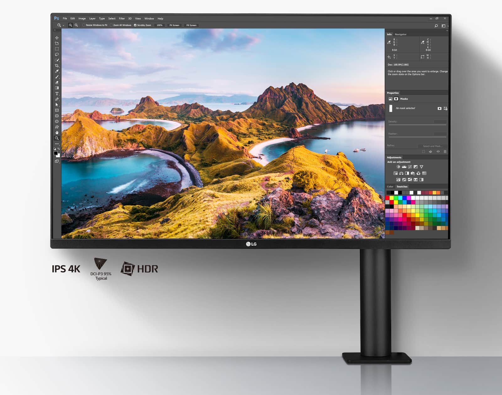 Ekran IPS UHD 4K: Duży i wyraźny obraz dający komfort wizualny, ekran IPS o przekątnej 31,5 cala, DCI-P3 95% (typ.), HDR